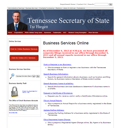 TN online corporation and llc formation